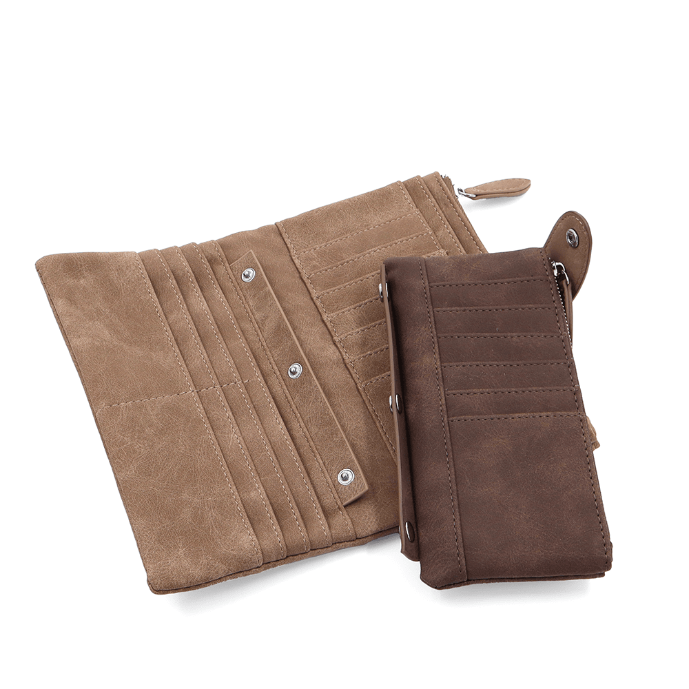 Nagy női pénztárca levehető kártyatartóval - világosbarna