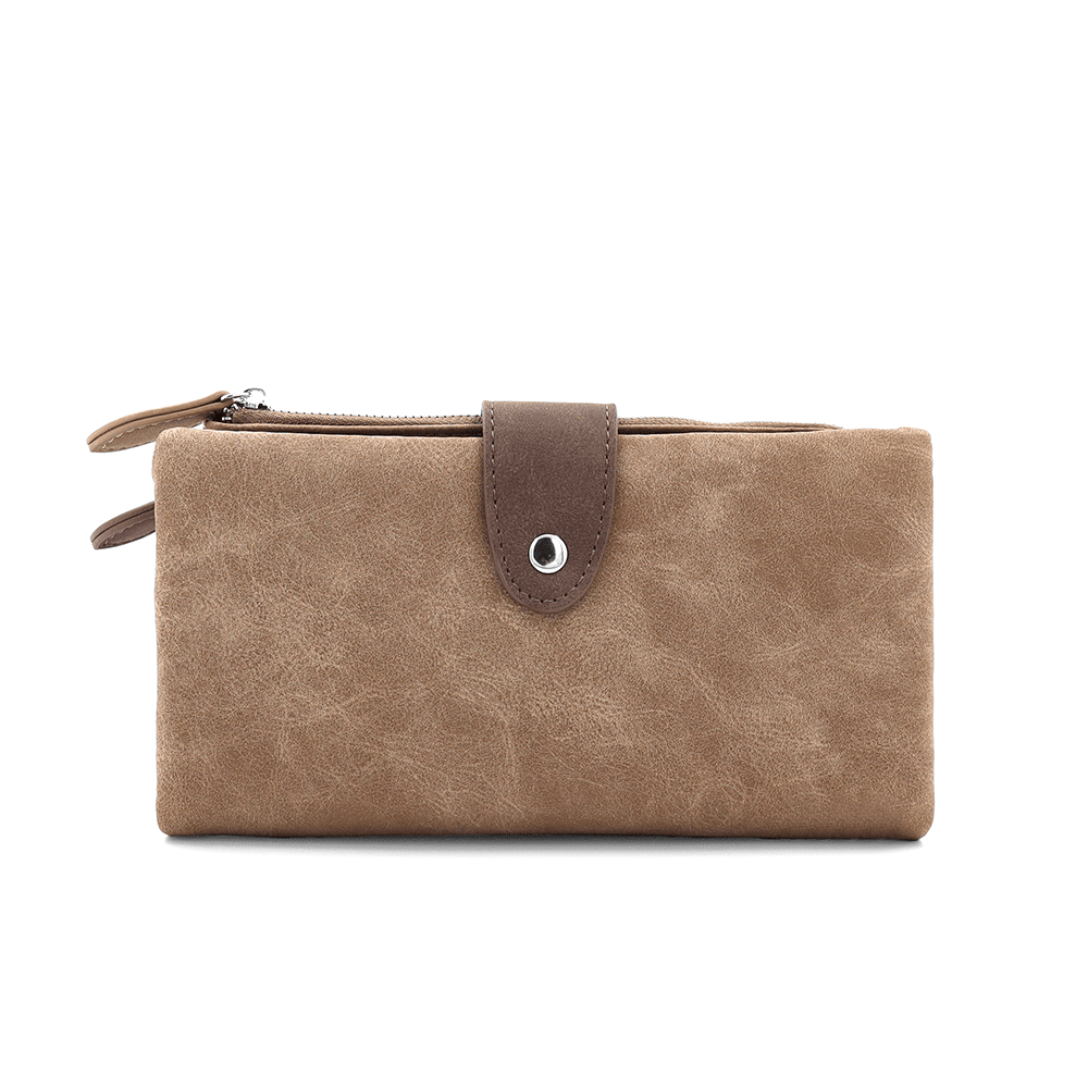 Nagy női pénztárca levehető kártyatartóval - világosbarna