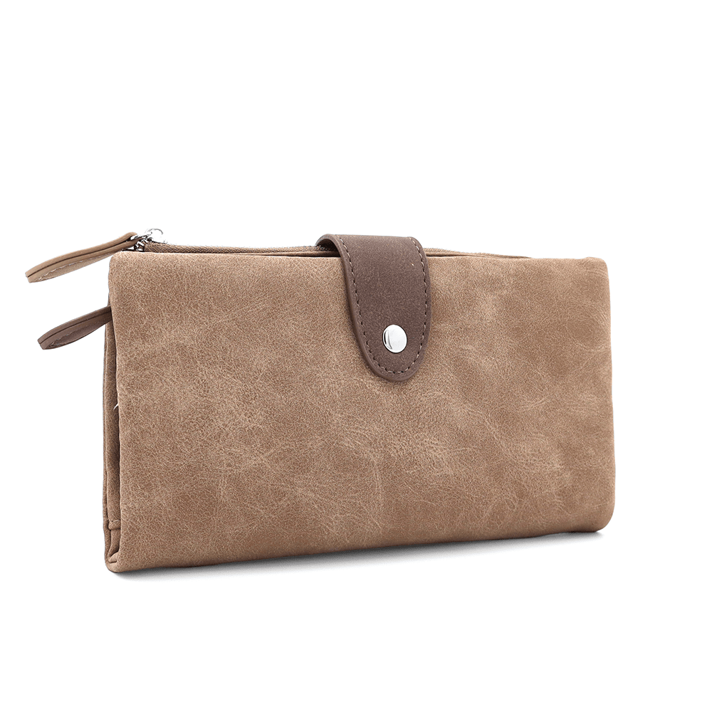 Nagy női pénztárca levehető kártyatartóval - világosbarna