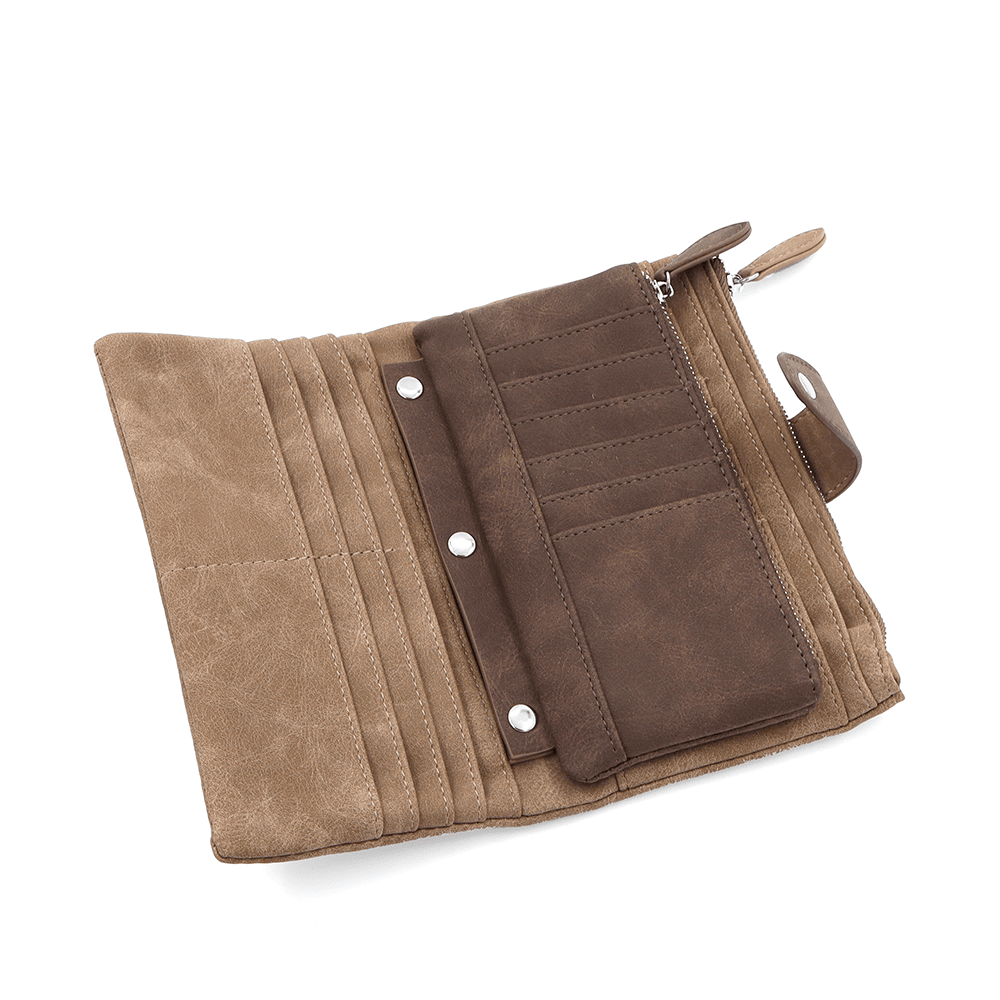 Nagy női pénztárca levehető kártyatartóval - világosbarna