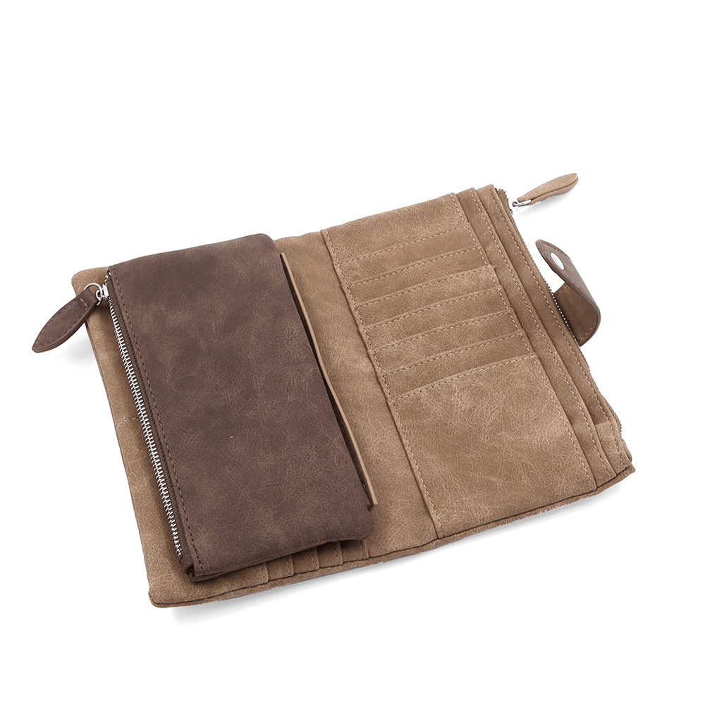 Nagy női pénztárca levehető kártyatartóval - világosbarna