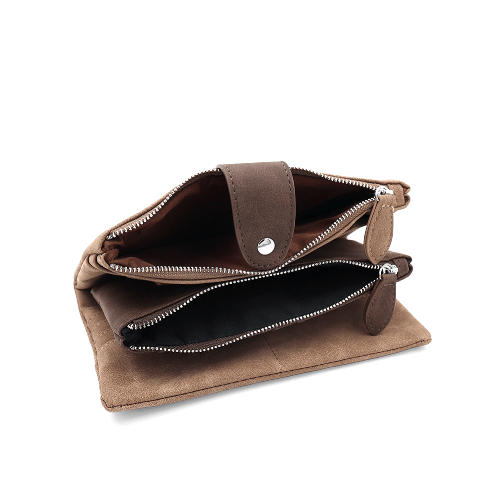 Nagy női pénztárca levehető kártyatartóval - világosbarna