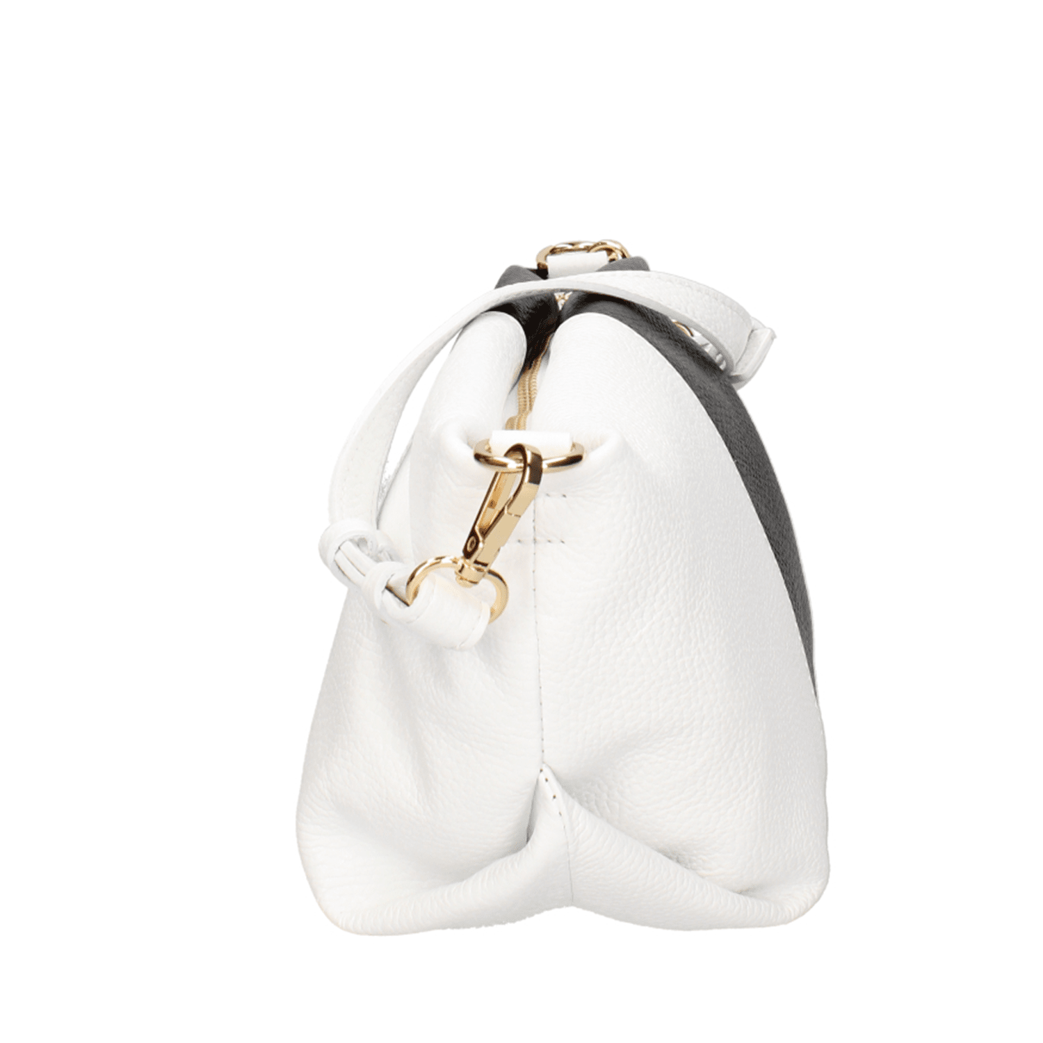 Két színű válltáska természetes bőrből, 2 fogantyúval - fekete/fehér