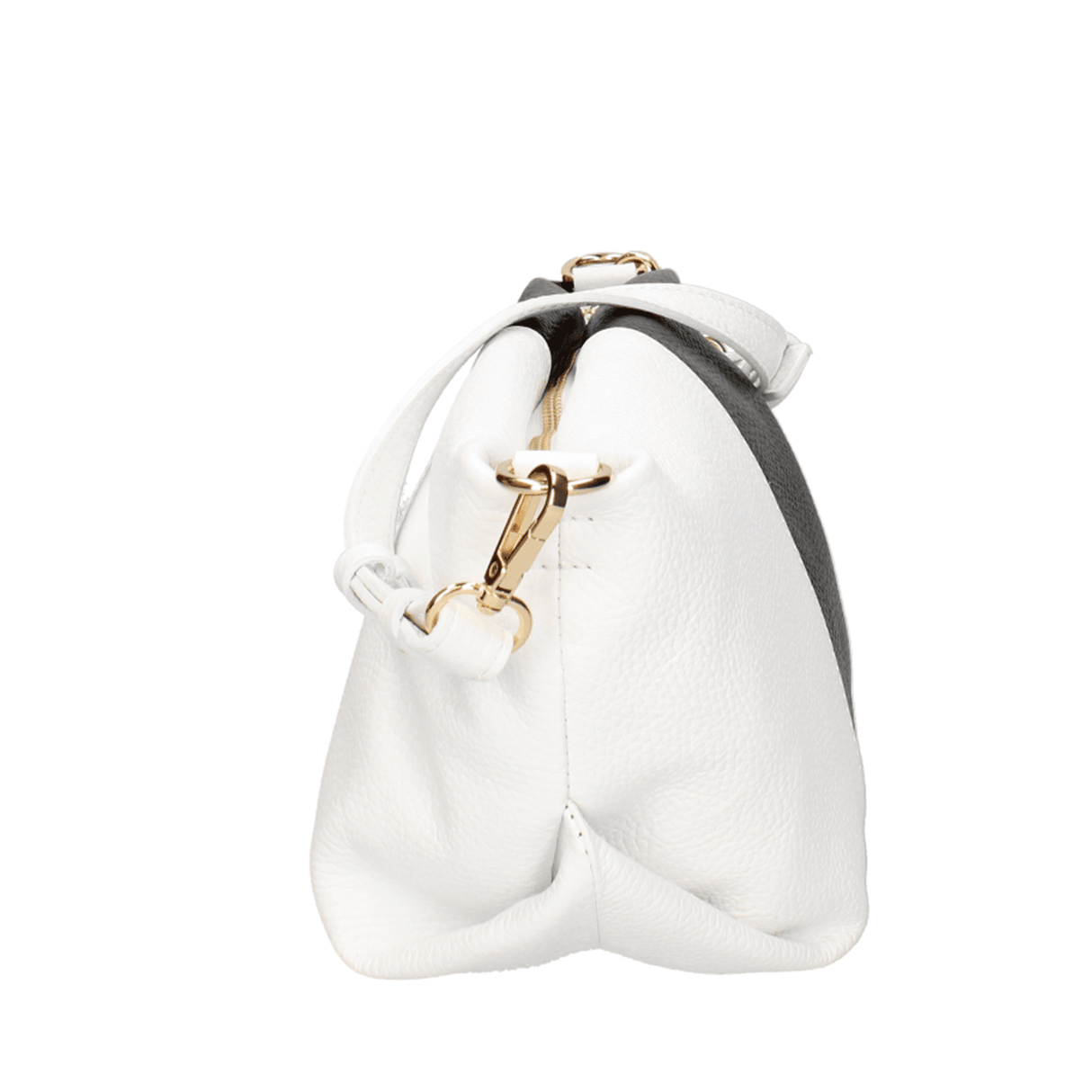 Két színű válltáska természetes bőrből, 2 fogantyúval - fekete/fehér