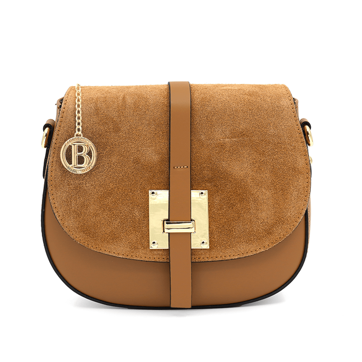 Andrea válltáska természetes bőrből és velúrból - barna