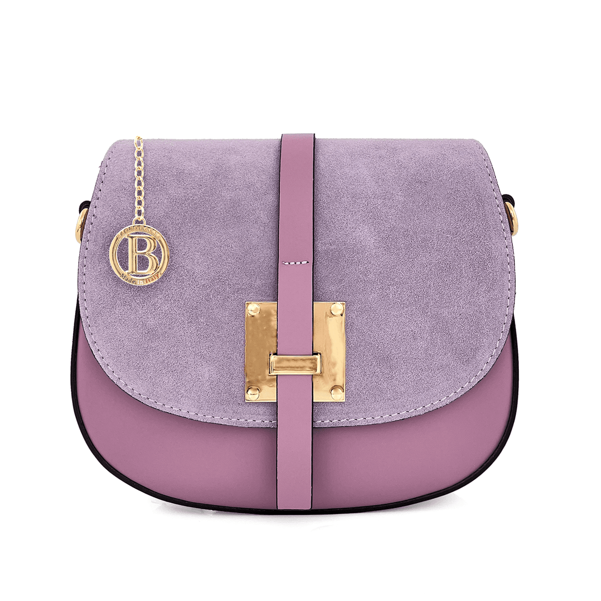 Andrea természetes bőr és velúr válltáska - levendula