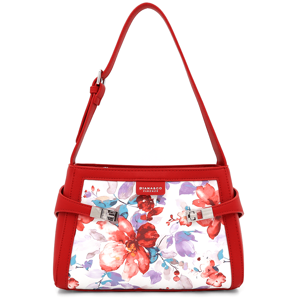 Diana & Co - Női válltáska virágmintával - piros