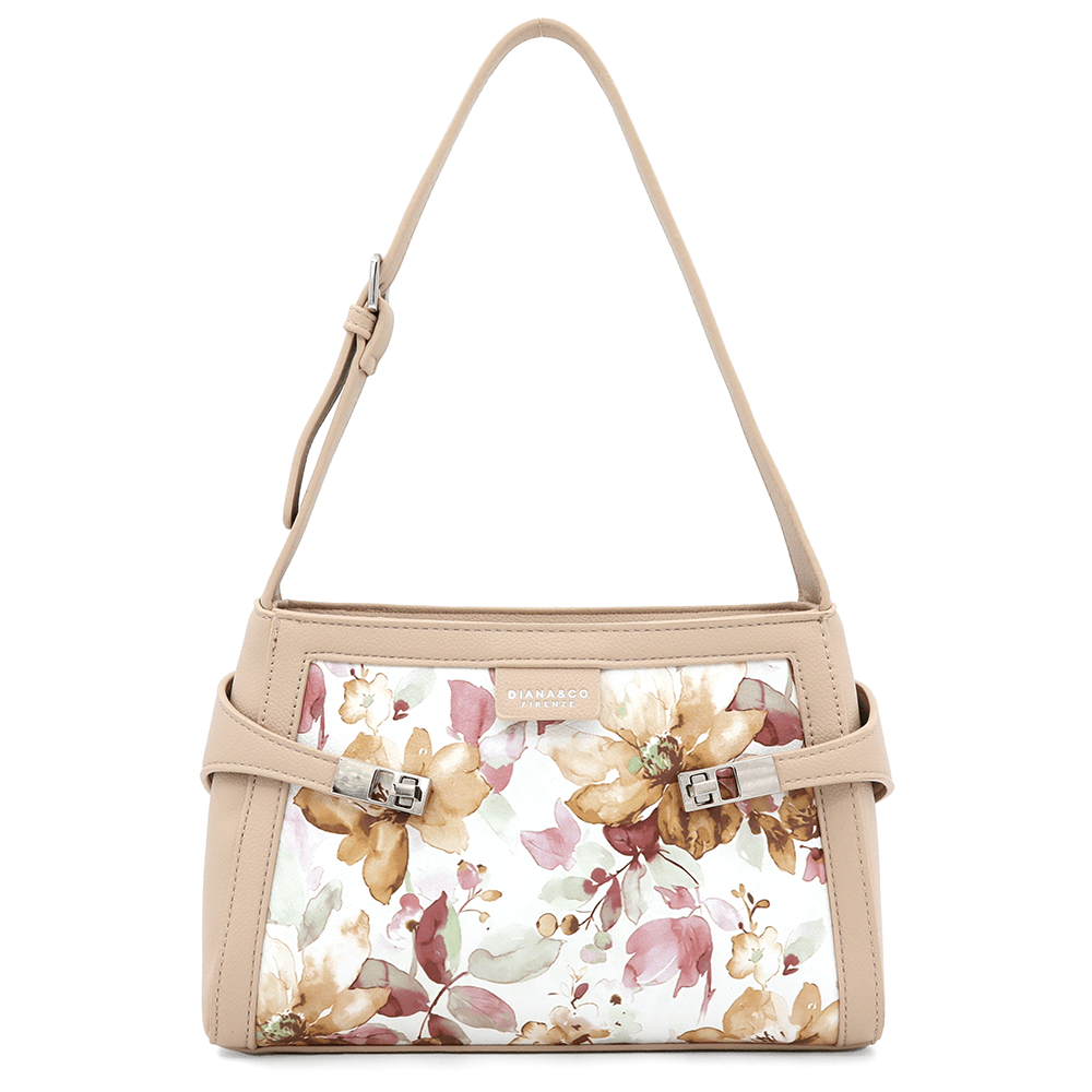 Diana & Co - Női válltáska virágmintával - bézs