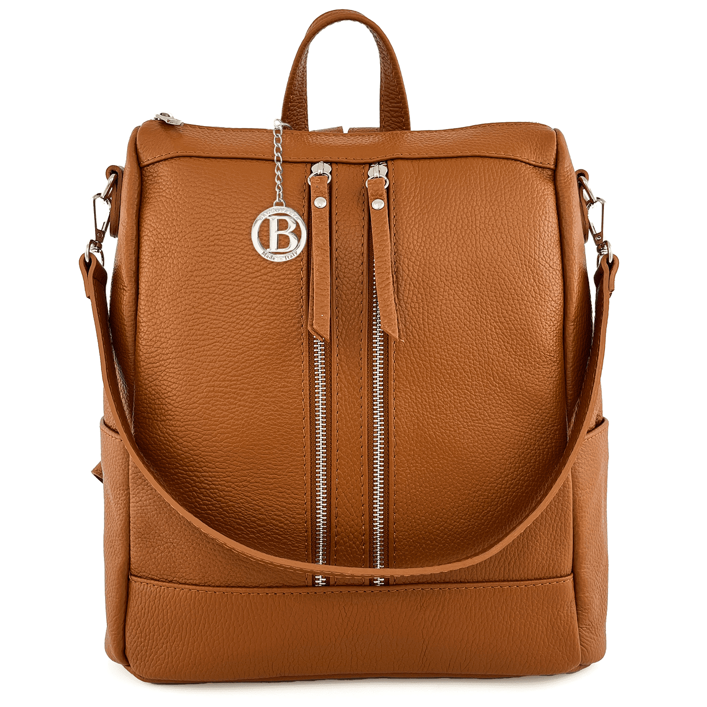 2 az 1-ben - Vittoria természetes bőr hátizsák és táska - cserépbarna