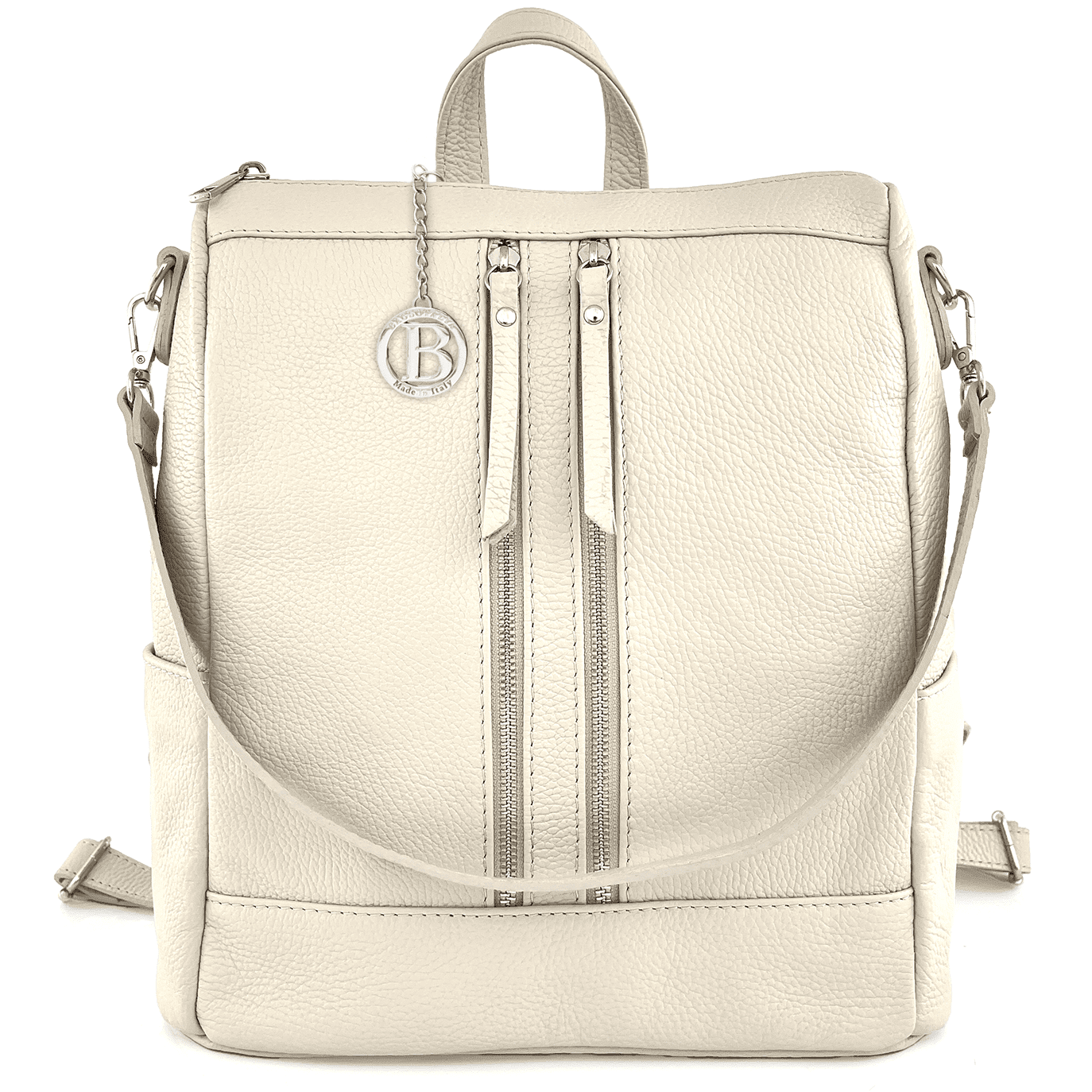 2 az 1-ben - Vittoria természetes bőr hátizsák és táska - bézs