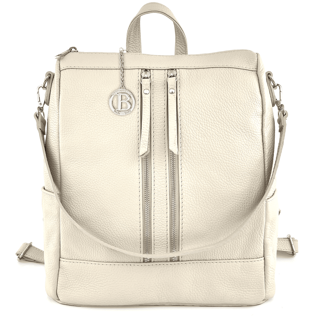 2 az 1-ben - Vittoria természetes bőr hátizsák és táska - bézs