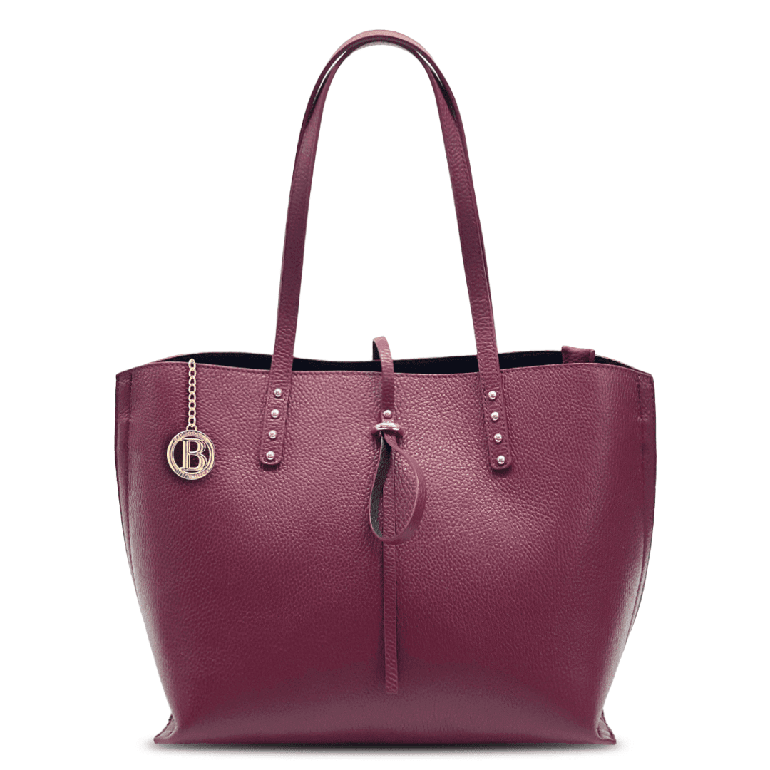 Elegáns táska természetes bőrből Elinora - bordó