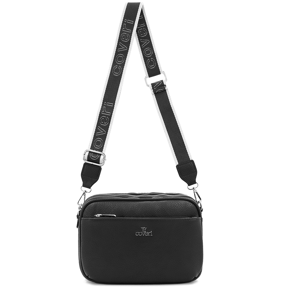 Női válltáska három rekesszel - fekete