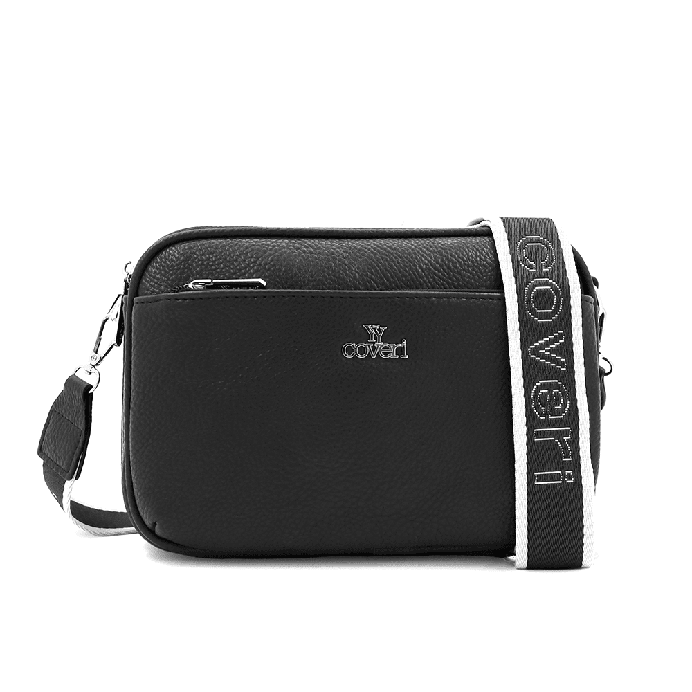 Női válltáska három rekesszel - fekete