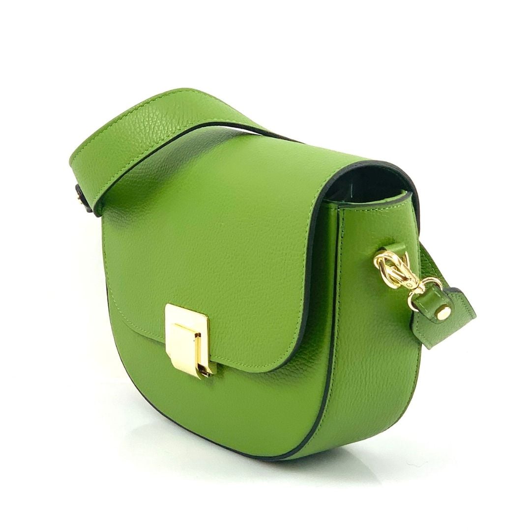 Válltáska 2 fogantyúval természetes bőrből Nola - zöld