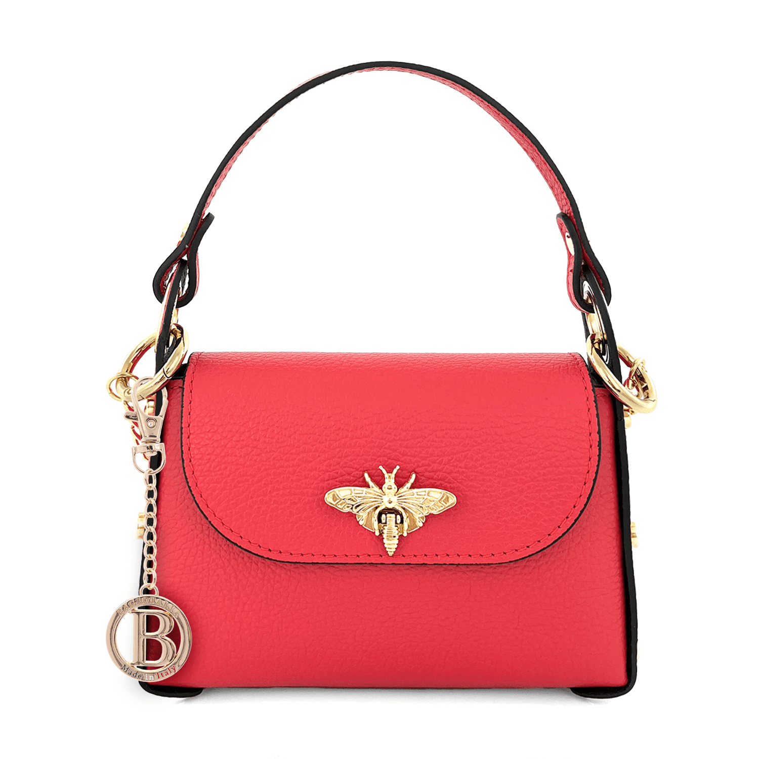 Női táska 2 fogantyúval természetes bőrből Alena  - világos vörös