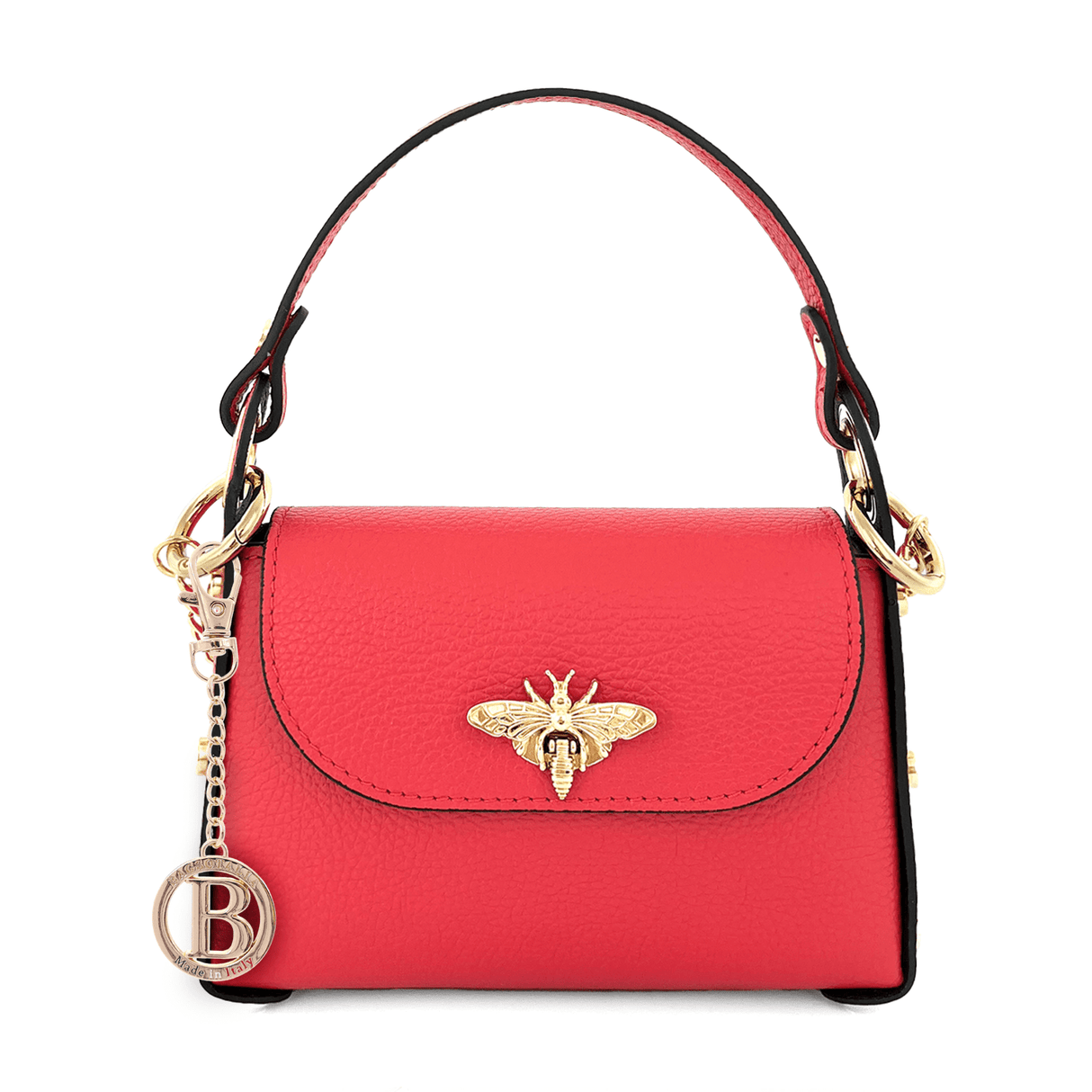 Női táska 2 fogantyúval természetes bőrből Alena  - világos vörös