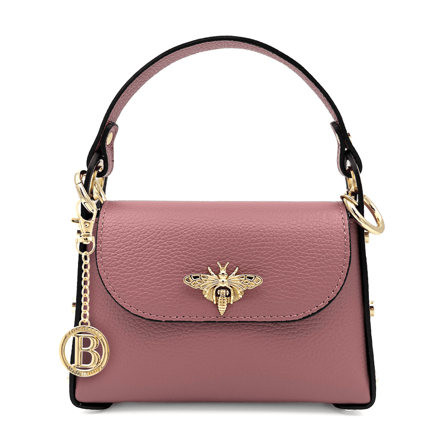 Női táska 2 fogantyúval természetes bőrből Alena  - rózsaszín