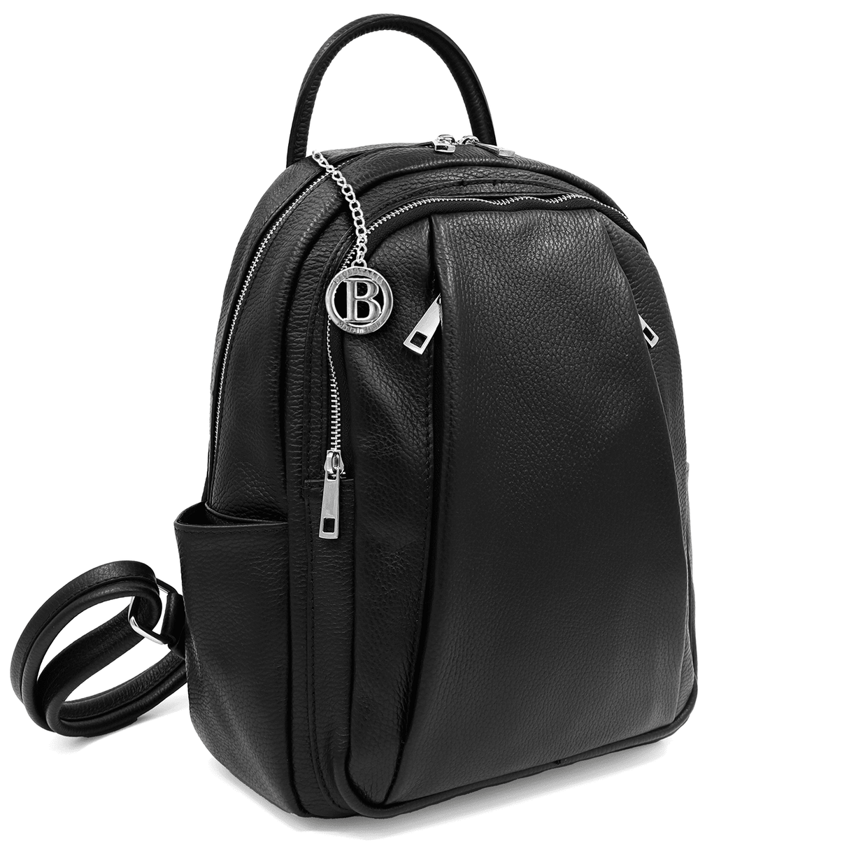 Elada természetes bőr hátizsák - fekete