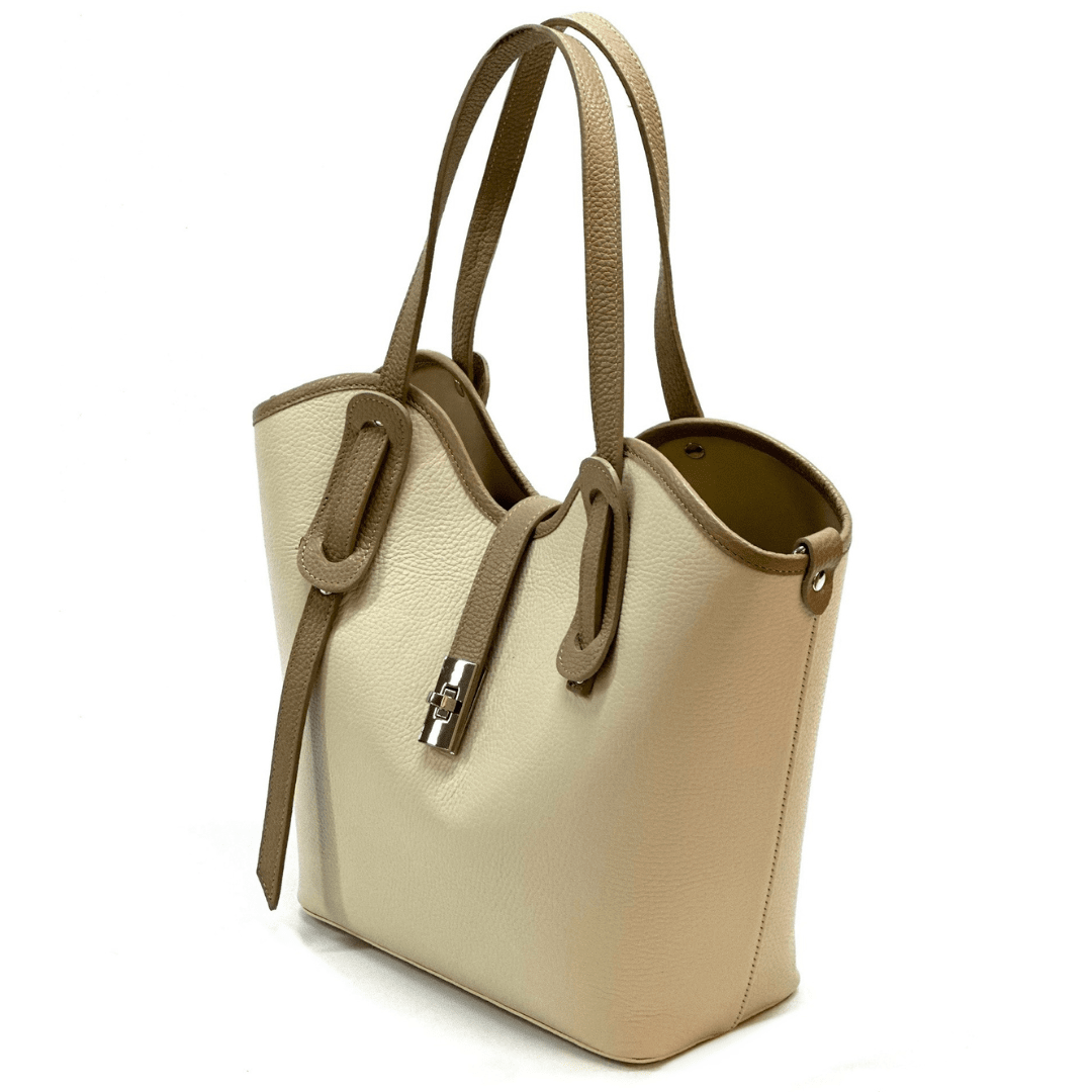 Női táska természetes bőrből Viora - világosbarna / barna