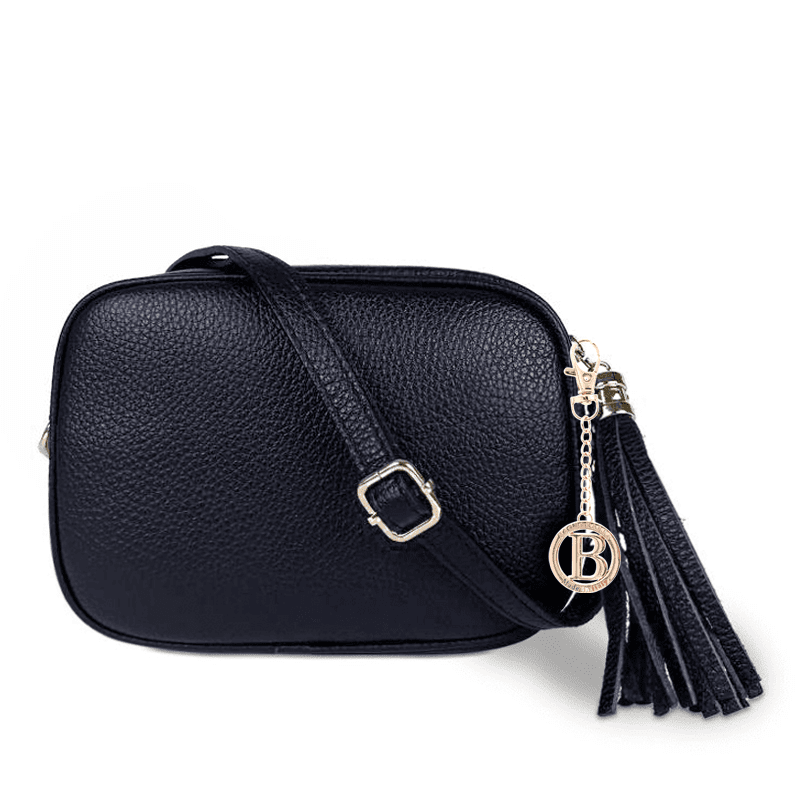 Válltáska természetes bőrből Bria - sötétkék