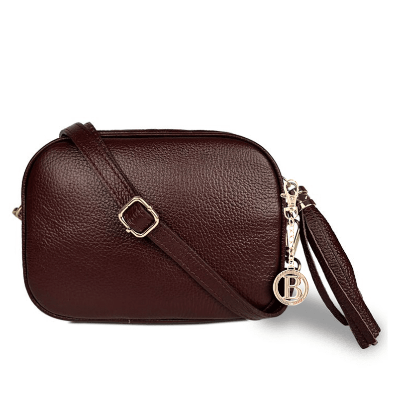 Válltáska természetes bőrből Bria - bordó