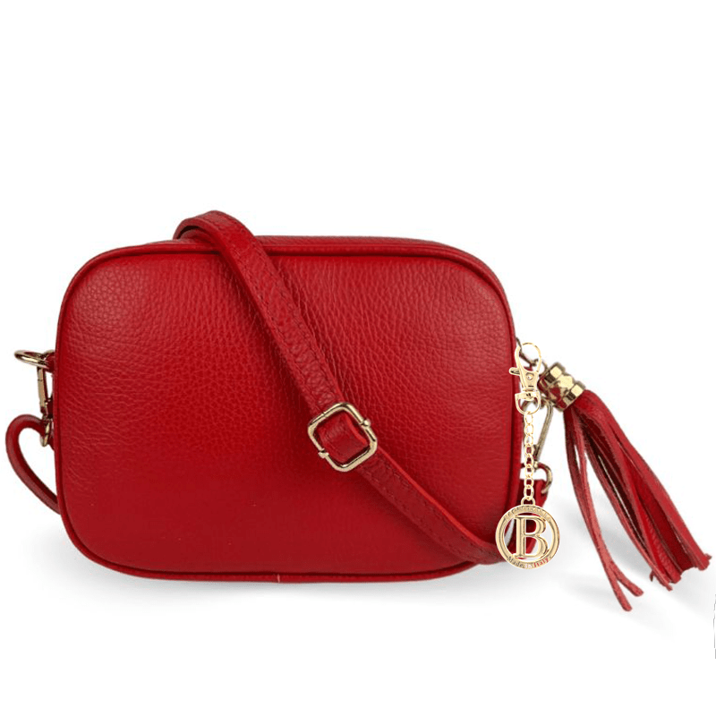 Válltáska természetes bőrből Bria - piros