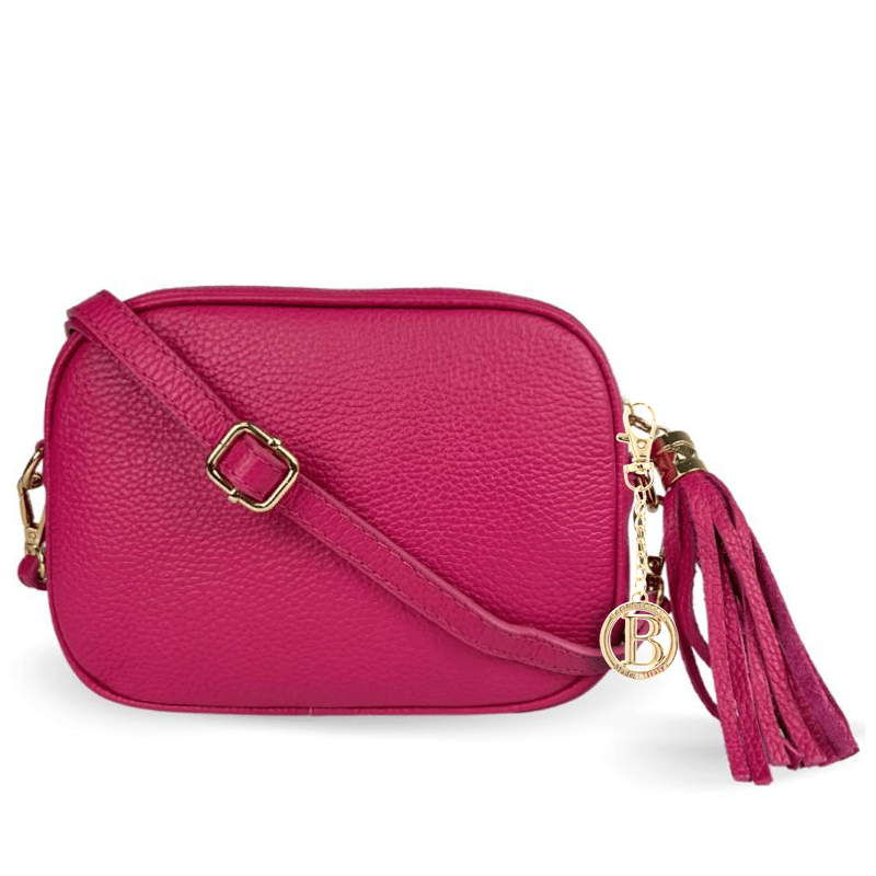 Válltáska természetes bőrből Bria - fukszia
