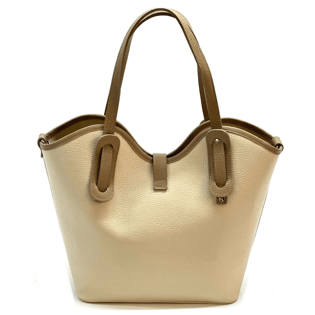 Női táska természetes bőrből Viora - világosbarna / barna