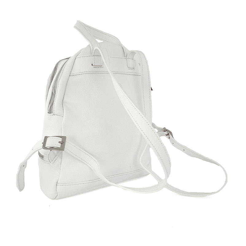Női hátizsák természetes bőrből Linda - fehér