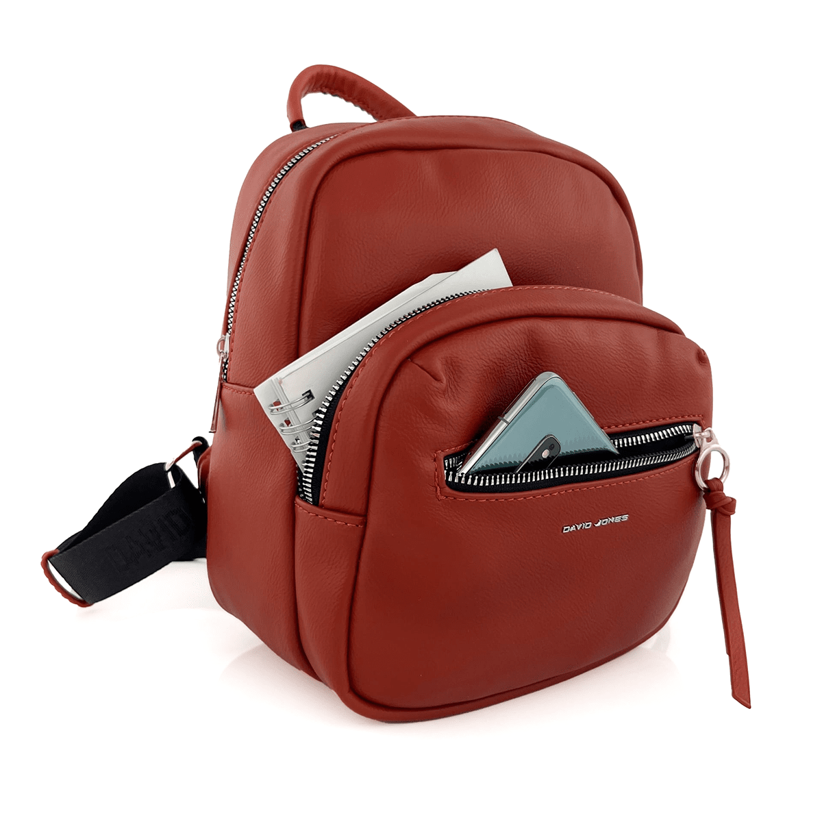 David Jones - női hátizsák sok zsebbel - piros-narancssárga