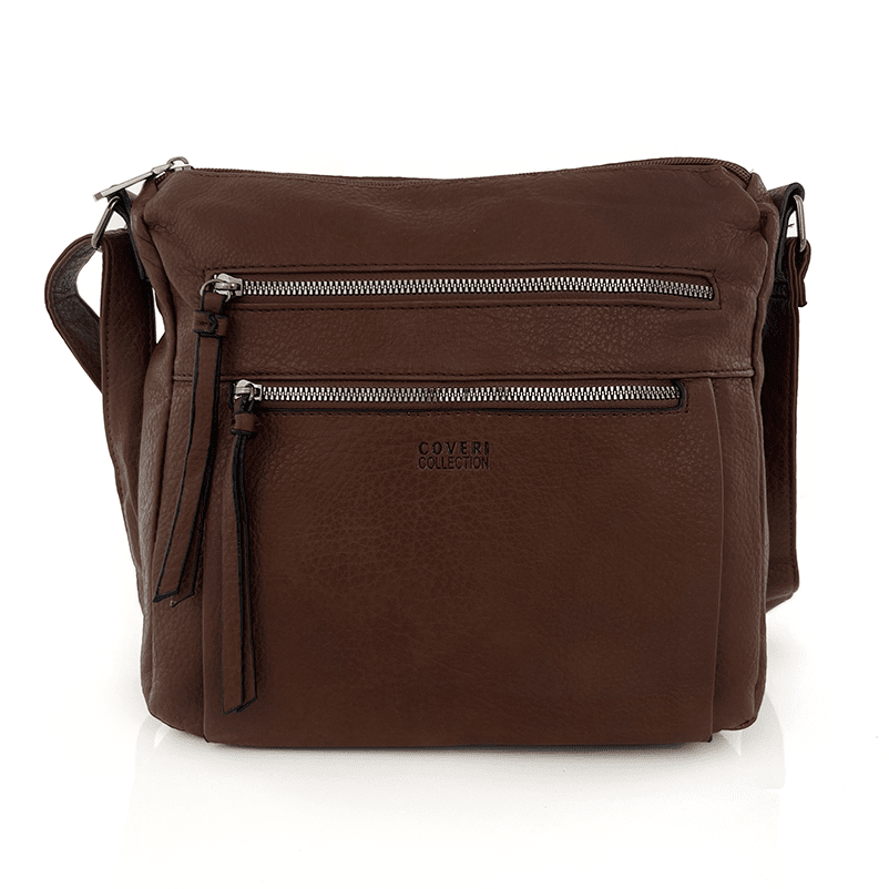 Válltáska 2 nagy rekesszel - sötétbarna