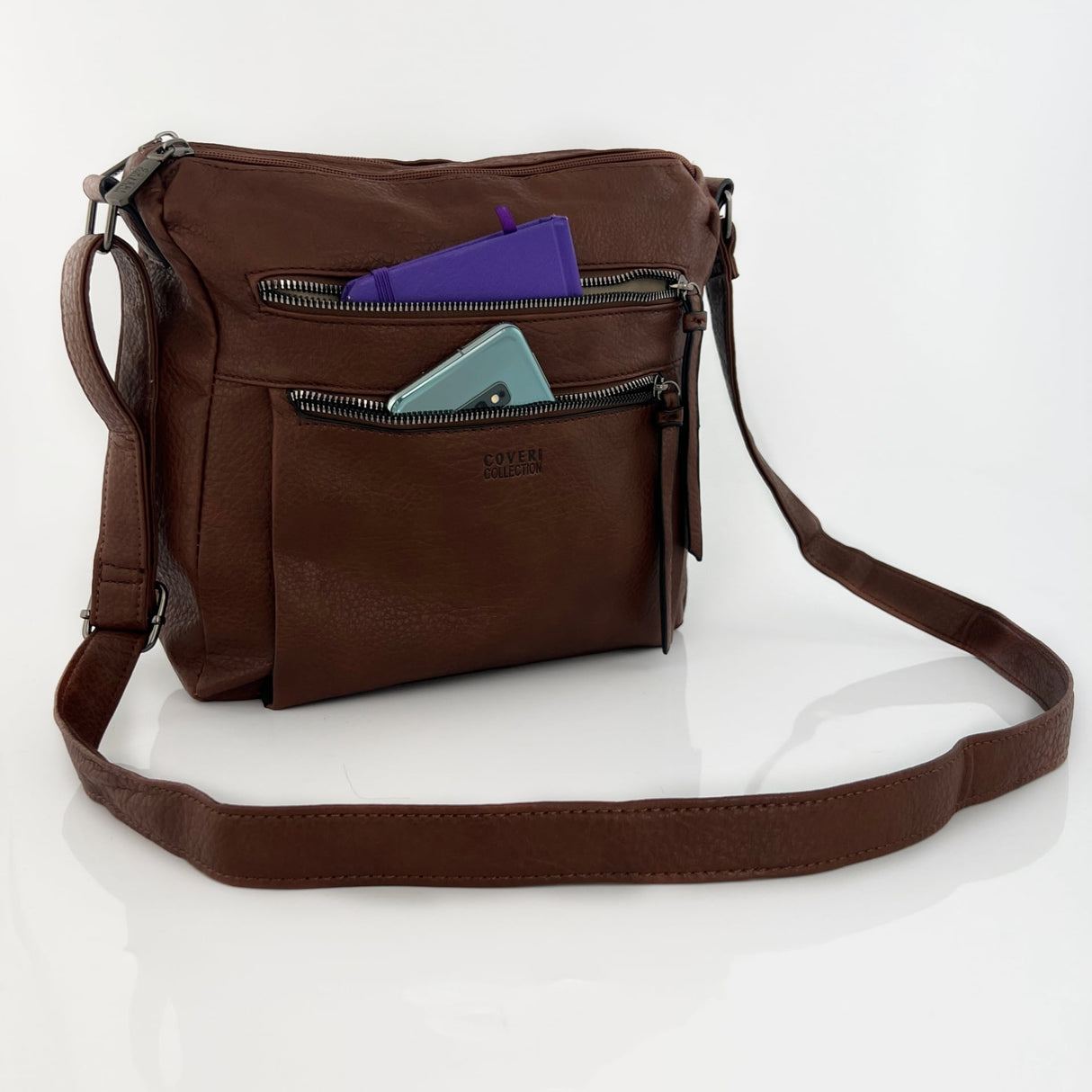 Válltáska 2 nagy rekesszel - sötétbarna