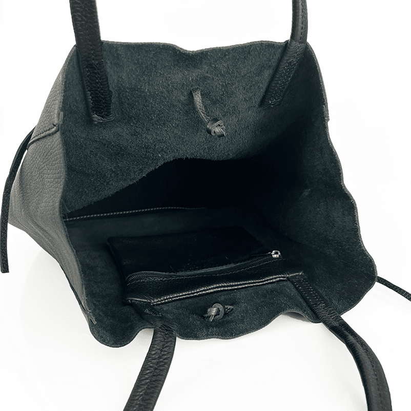 Táska típusú táska természetes bőr Sienna - fekete