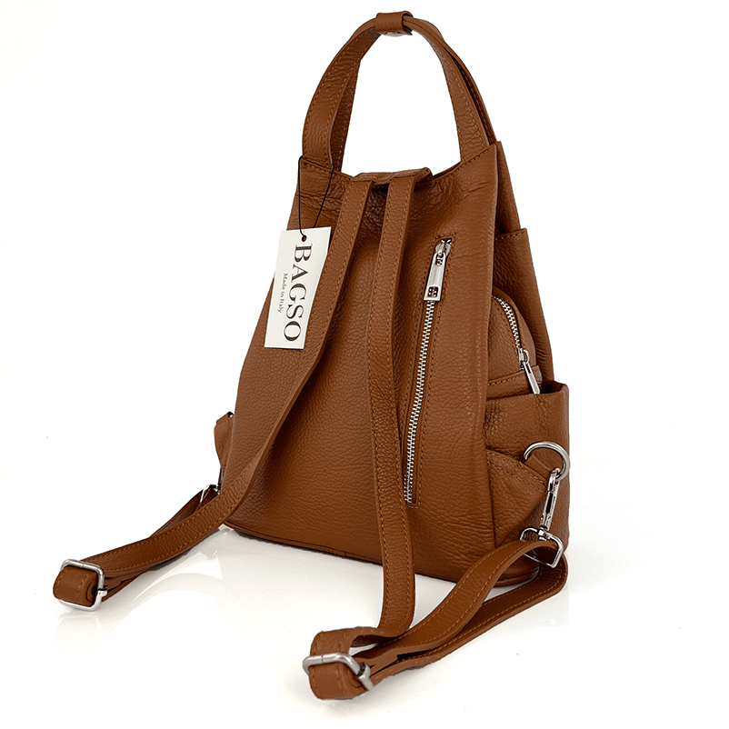 Lara természetes bőr hátizsák - cserépbarna