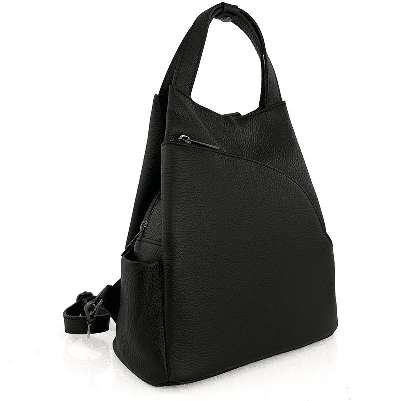 Lara természetes bőr hátizsák - fekete