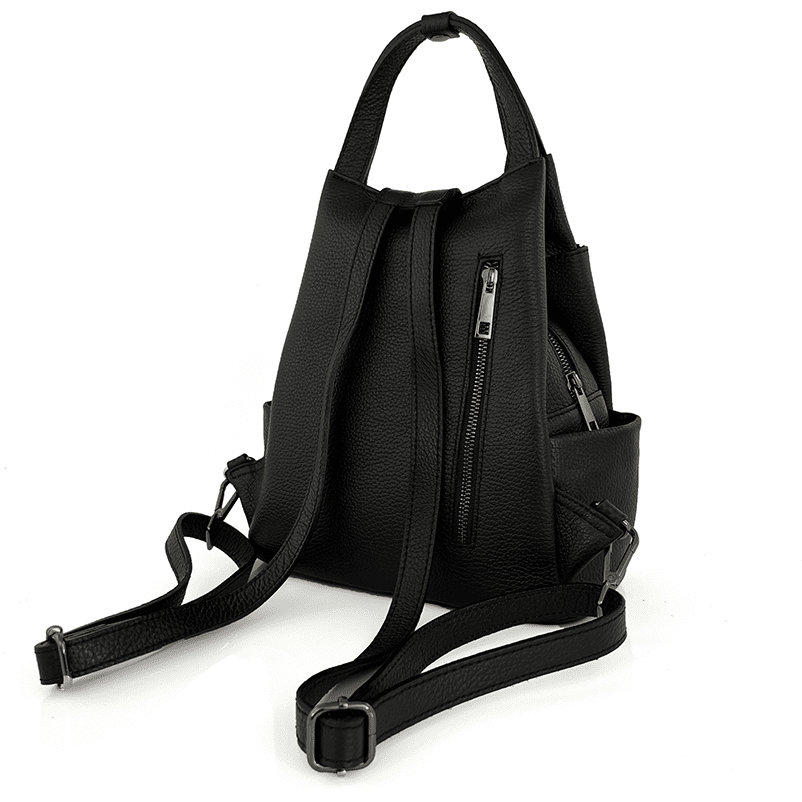 Lara természetes bőr hátizsák - fekete