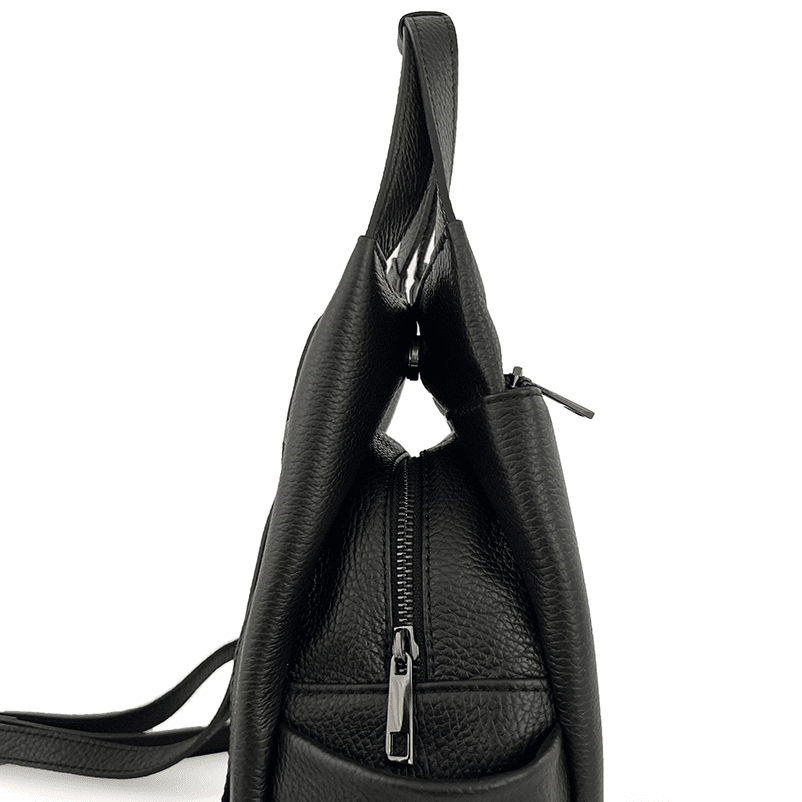 Lara természetes bőr hátizsák - fekete