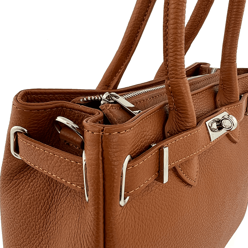 Luxus táska természetes bőrből Vivian - cseréptetőbarna