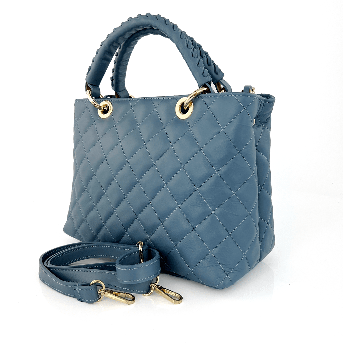 Női táska természetes bőrből Francesca - kék