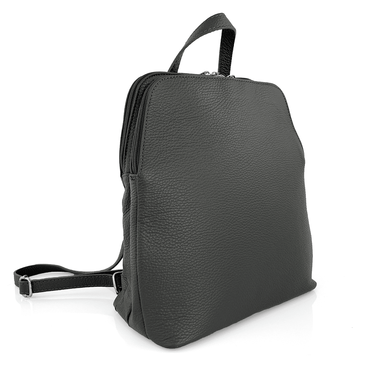 Női hátizsák természetes bőrből - Terina - szürke