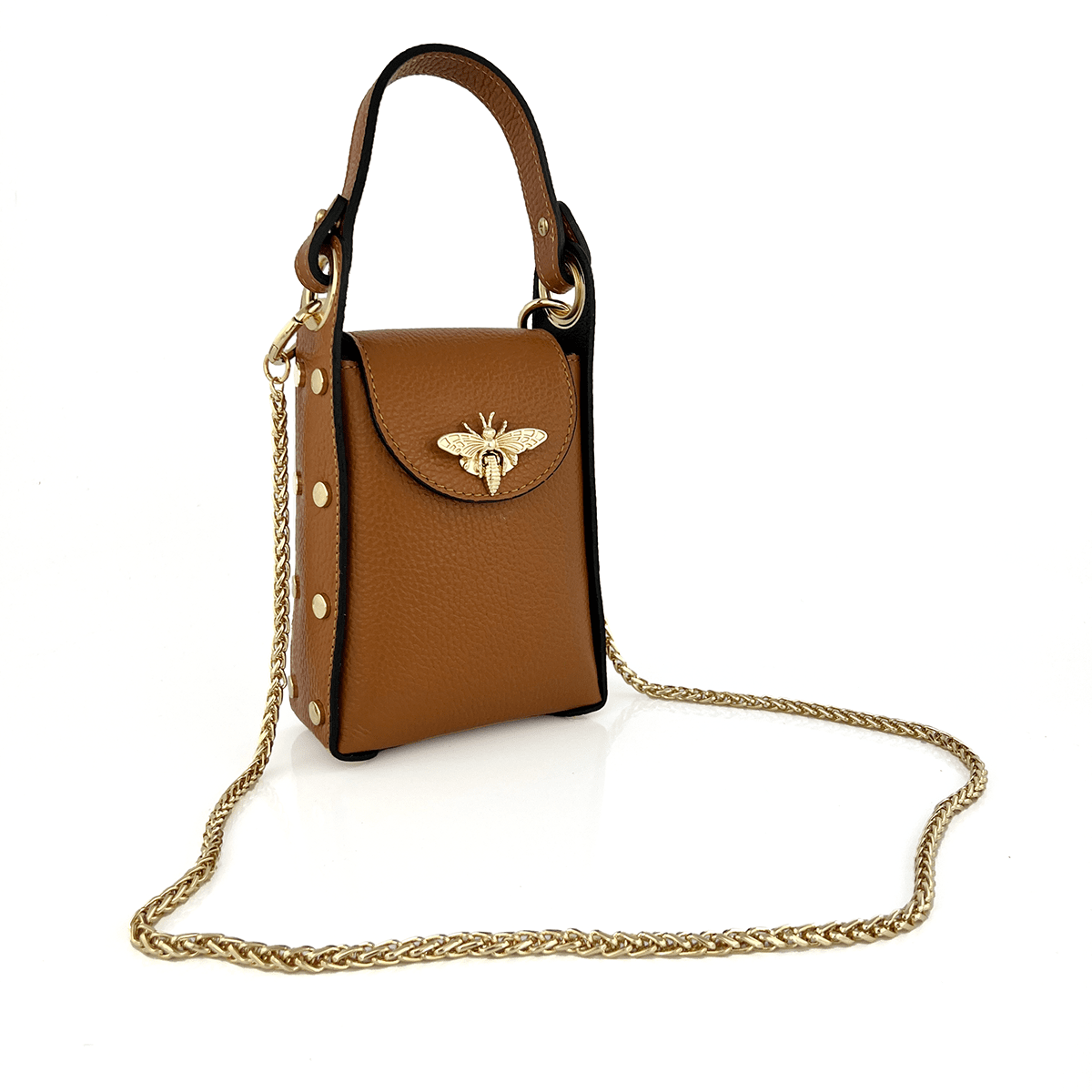 Női táska 2 fogantyúval, természetes bőrből, Azzurra  - cseréptetőbarna