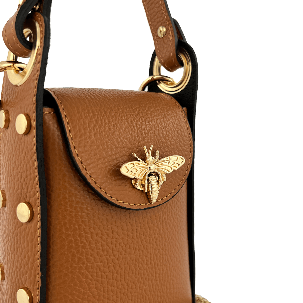 Női táska 2 fogantyúval, természetes bőrből, Azzurra  - cseréptetőbarna