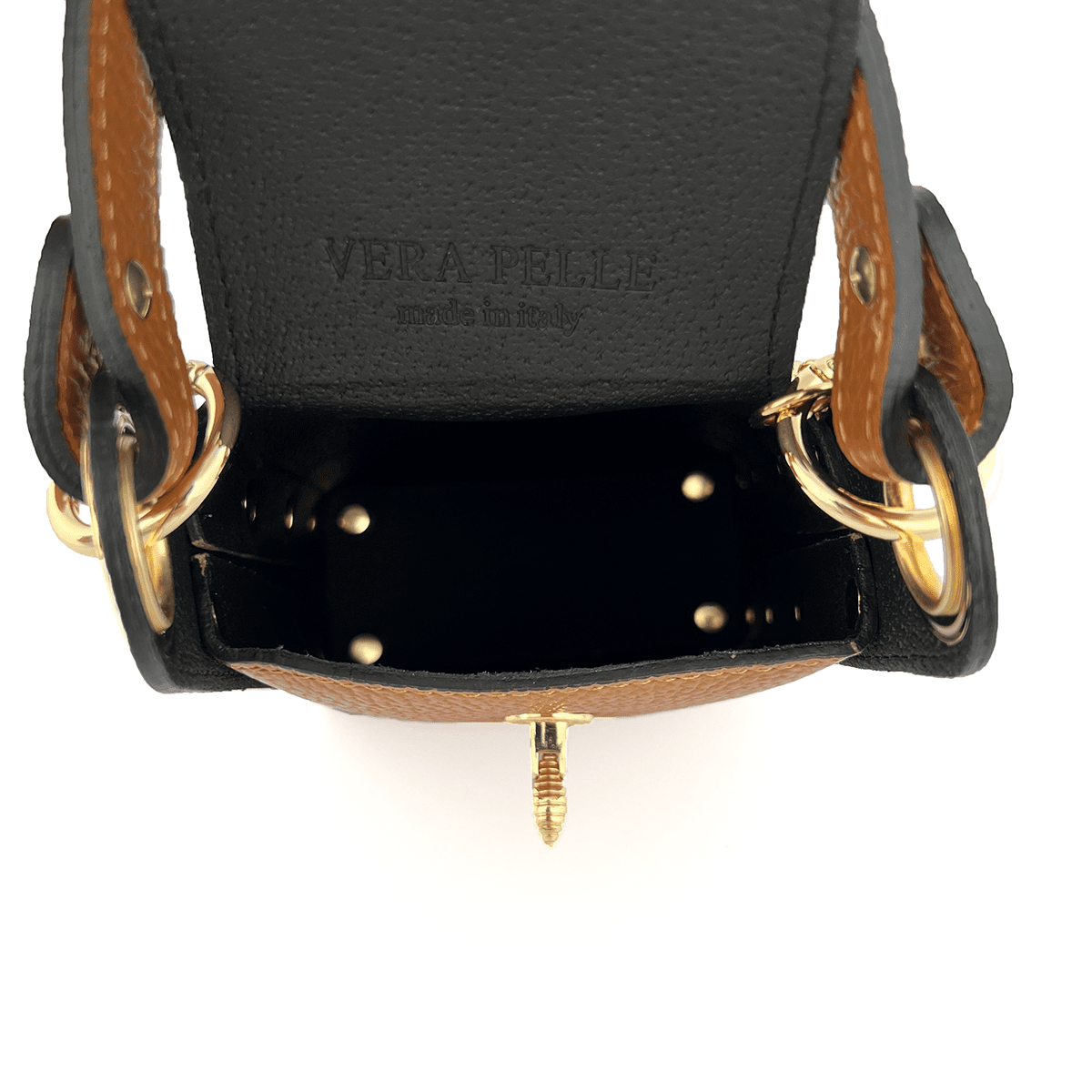 Női táska 2 fogantyúval, természetes bőrből, Azzurra  - cseréptetőbarna