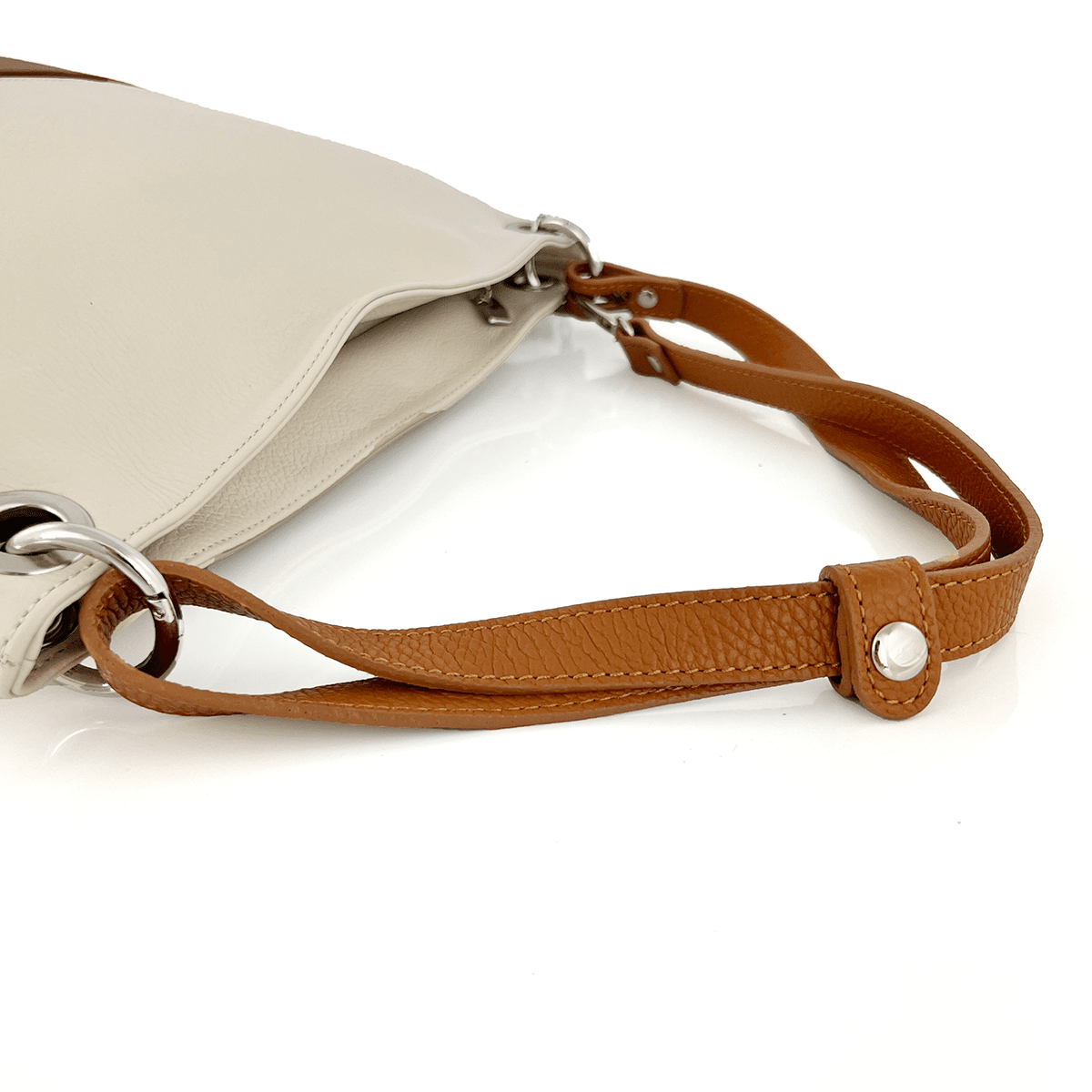 Női természetes bőr válltáska Eva - bézs/téglavörös