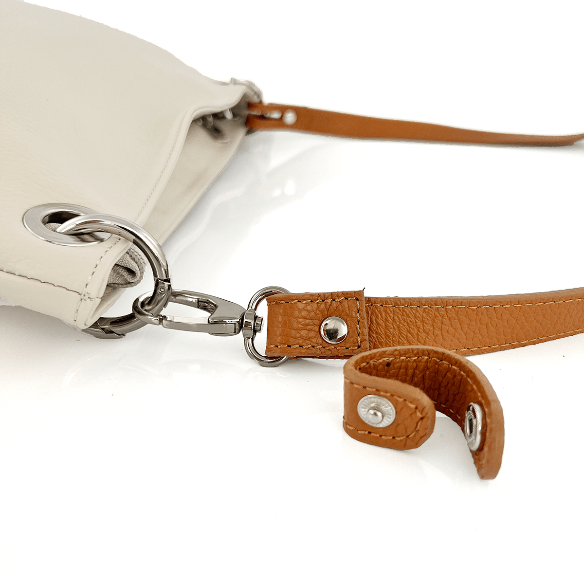 Női természetes bőr válltáska Eva - bézs/téglavörös