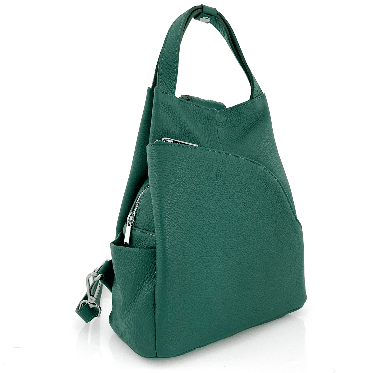 Lara természetes bőr hátizsák - zöld