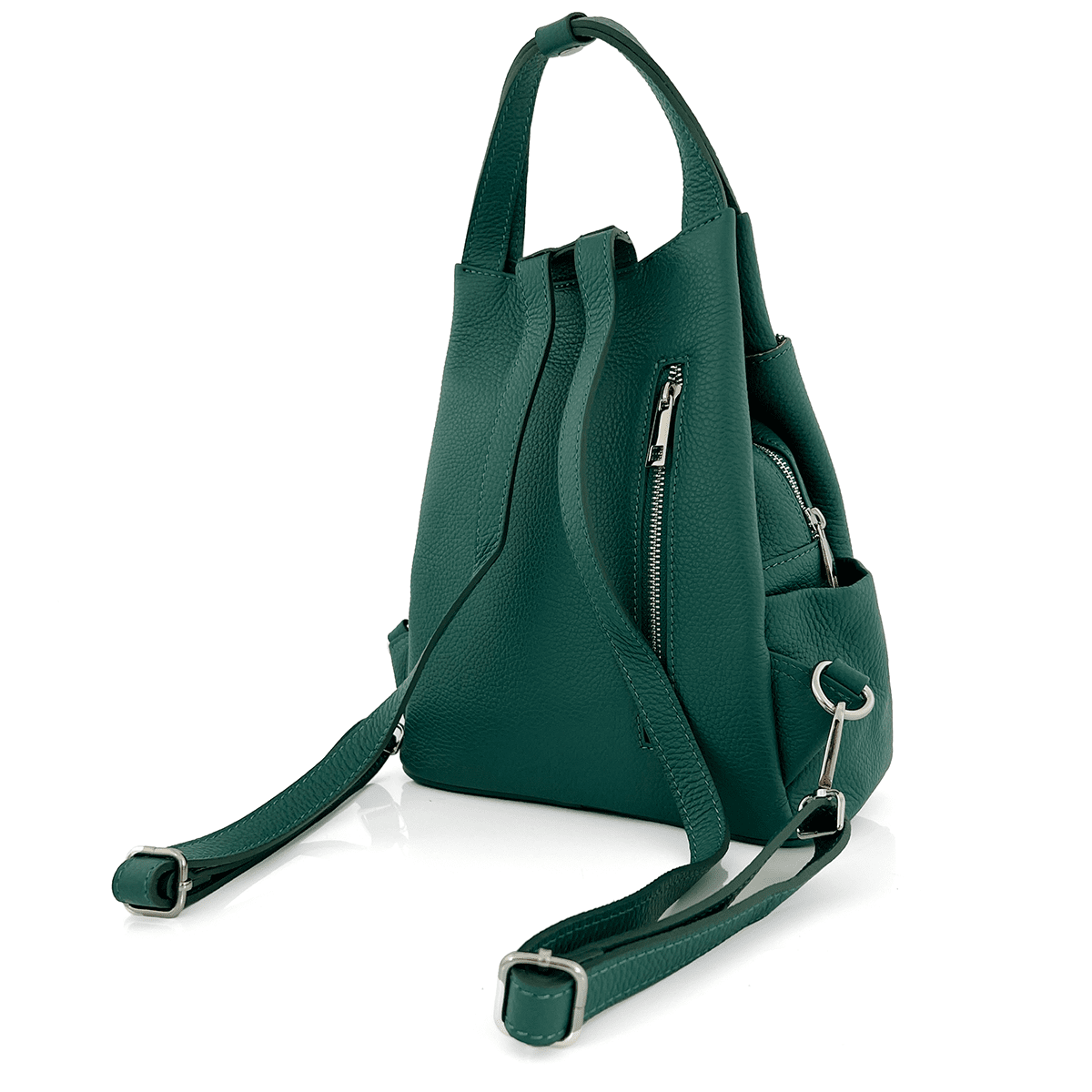 Lara természetes bőr hátizsák - zöld