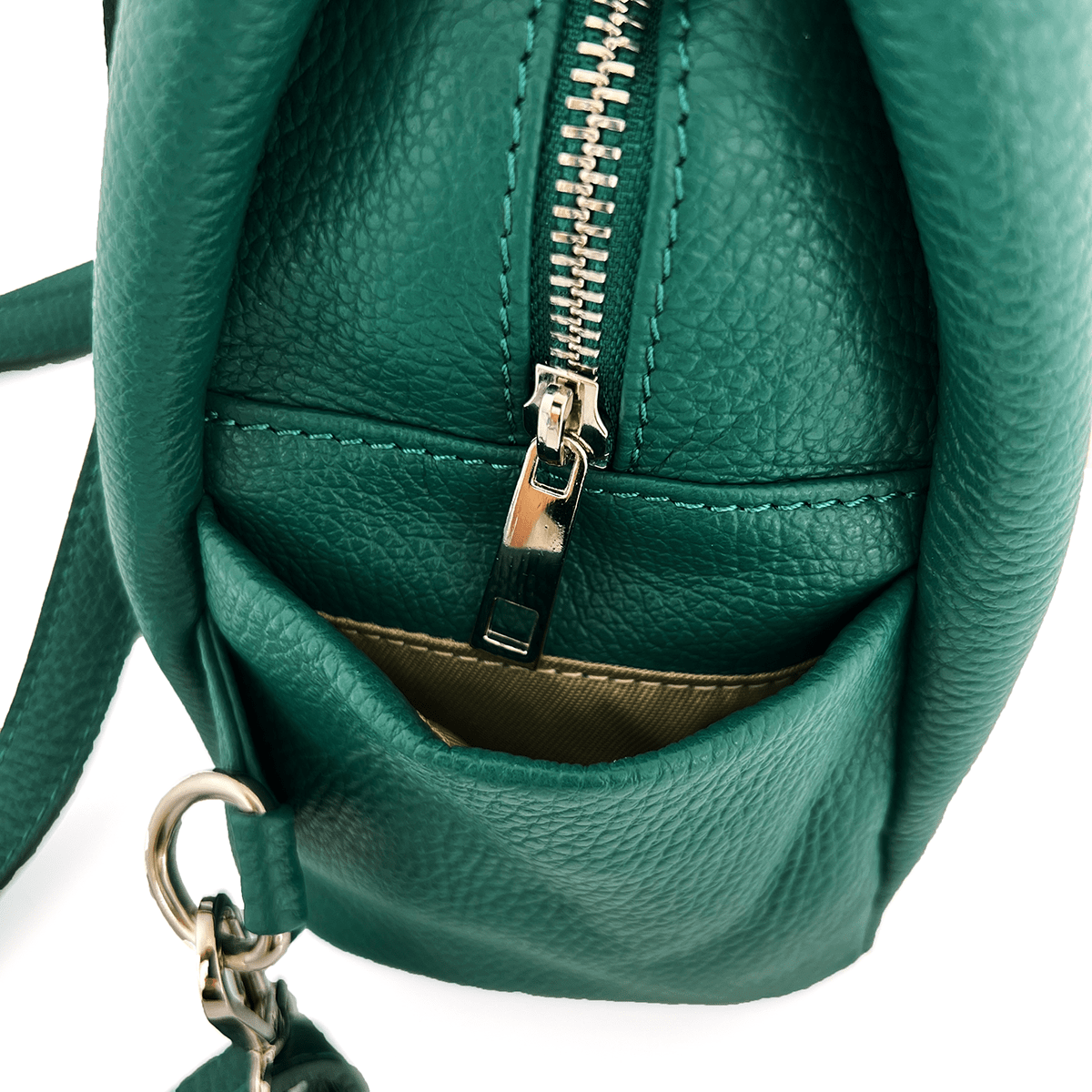 Lara természetes bőr hátizsák - zöld