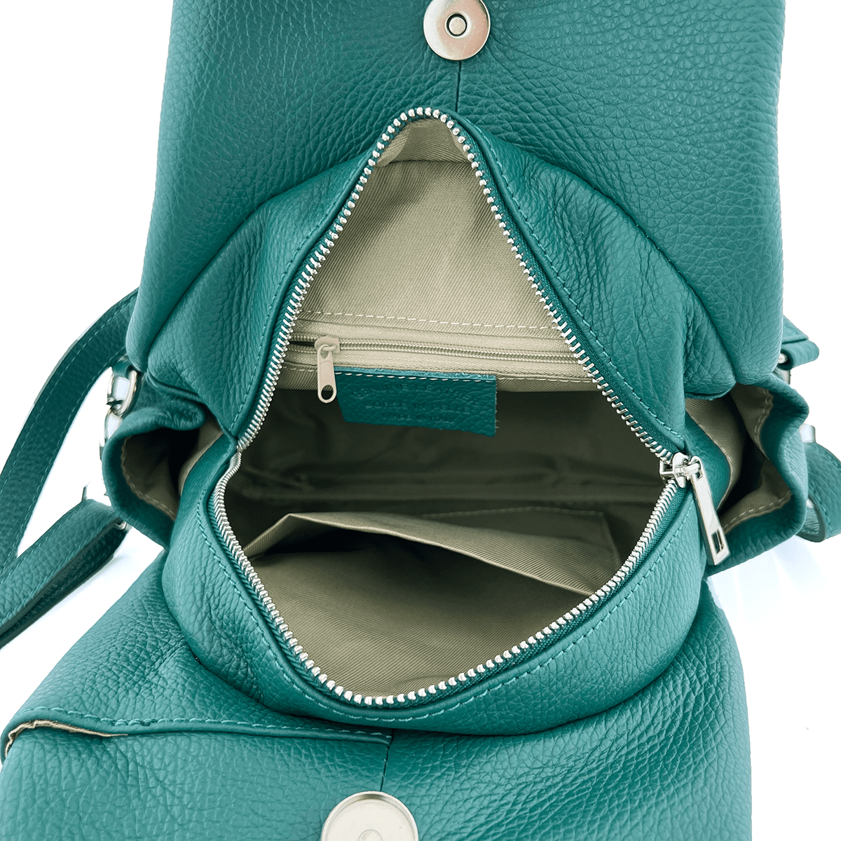 Lara természetes bőr hátizsák - zöld